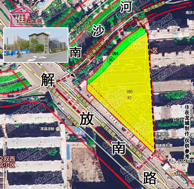 解放南路南沙河南岸已规划绿地和居住兼商业用地