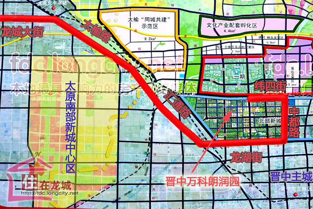 爱猪此次探访大学城路线图 图中可以看到龙城大街往南太原新城与山西